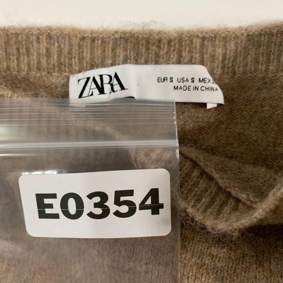 Zara S Womens Fuzzy Knit Tank Tan Neutral Sleeveless Cropped Blogger Fav - Picture 4 of 9